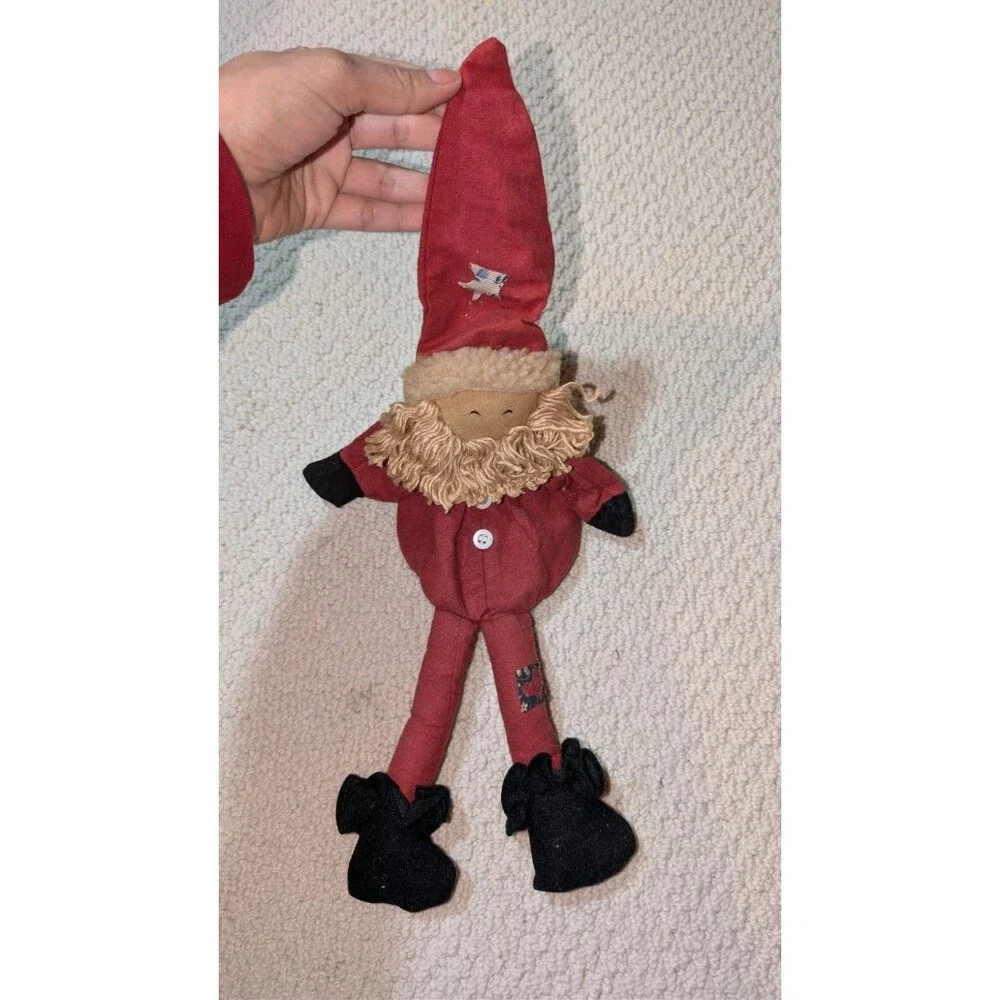 2 Vtg CHRISTMAS Shelf Sitters  Santa Claus w Sewing Basket Buttons
